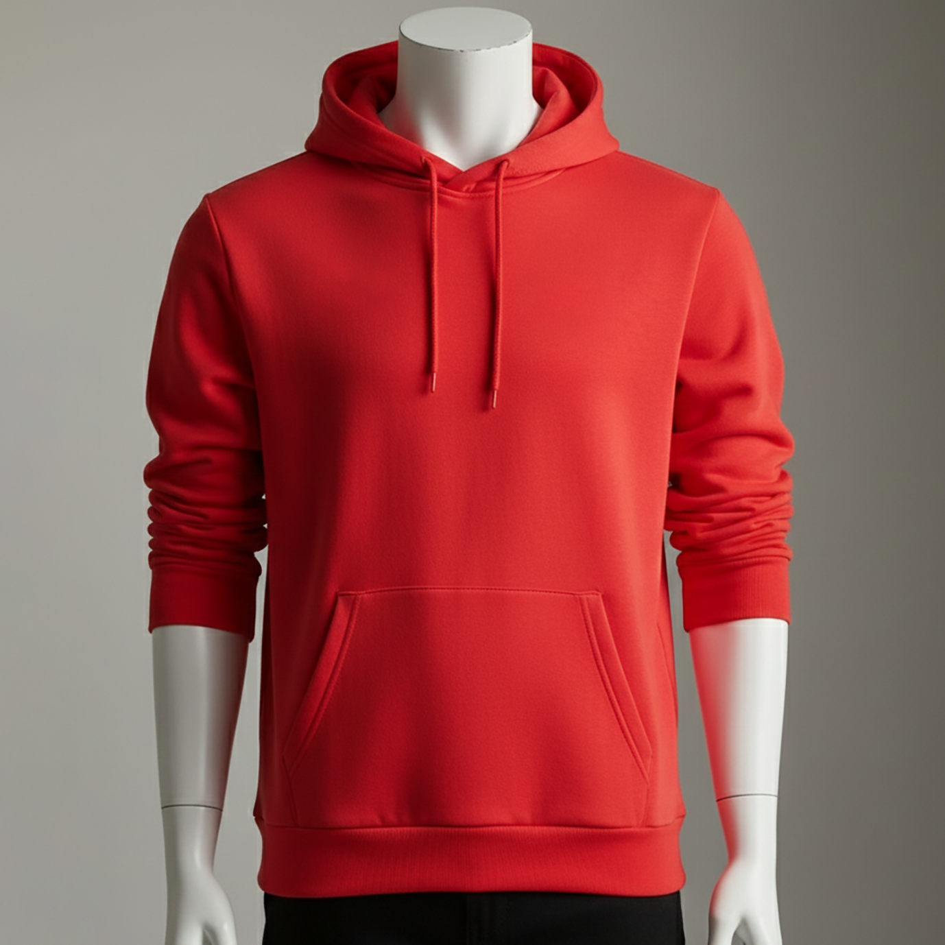 ฮูดดี้สีแดง กระเป๋าหน้าคู่ เชือกปรับฮู้ด